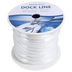 Amarine-made 5/8 Inch 50 FT Double Braid Nylon Dockline Dock Line Mooring Rope Double Braided Dock Line (White)