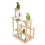 KSK 3 Layers Wood Bird Playground Large Parrot Playstand Bird Perch Stand Bird Gym Playground Playpen for Cockatiel Parakeet Parrot African Grey Size Small & Medium Size Bird.