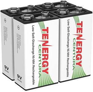 Tenergy Centura 9V NIMH Rechargeable Batteries, 200mAh Low Self-Discharge Square Battery for Smoke Alarm/Detector, 4 Pack