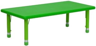 Flash Furniture Rectangular Plastic Height Adjustable Activity Table, 24 x 48, Green