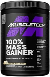 Mass Gainer MuscleTech 100% Mass Gainer Protein Powder Protein Powder for Muscle Gain Whey Protein + Muscle Builder Creatine Supplements Vanilla, 5.15 Pound (Pack of 1)