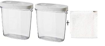 Ikea 2653ik Polystyrene-Acrylic Plastic Jar With Lid - 1.3 l/44 oz, Pack Of 2, Clear