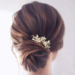 Jakawin Bride Wedding Pearl Hair Pins Bridal Hair Accessories Silver Hair Piece for Women and Girls HP065 (Gold)