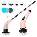 SINZUX Electric Spin Scrubber, Electric Cleaning Brush with 8 Replaceable Brush Heads, Power Scrubbing Brush with LED Display and Adjustable Extension Handle, Power Scrubber for Bathroom Kitchen Car