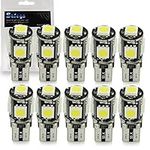 Safego W5W LED Bulb 501 T10 LED Bulbs CANBUS Error Free Car Light Bulbs Super Bright White 5SMD 5050 194 168 2825 Wedge Replacement for Car Interior Dashboard License Plate Sidelights Bulbs 12V 10PCS