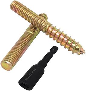 10Pcs Hanger Bolts Double Headed Bolts Kit,with (M8x1.25mm) Hanger Bolt Driver, Hanger Bolts for Wood Furniture(M8x60mm)