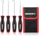 ARROW 4-Piece Precision Hook and Pick Set with Pouch, Mini Pick Tool Set for Automotive Mechanic, O-Ring Removal Tool, Oil Seal, Gasket Remover, Hose Puller Hooks