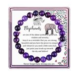 Lucky Elephant Bracelet for Women Elephant Gifts Never Forget How Strong You Are Elephant Inspirational Gifts (Purple Elephant)