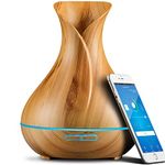 Smart WiFi Essential Oil Aromatherapy Diffuser, Compatible with Alexa and Google Home, Phone App and Voice Control, 400ml High Capacity, Create Schedules, 7 Color LED, Timer Settings,Wood Grain