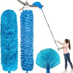 3 Pack 20+ Feet High Reach Duster Kit with 3-14 ft Splicable Pole for Cleaning Fan, Spider Web, High Ceiling, Blinds, Furniture, Cars - Cobweb Microfiber Duster // Outdoor & Indoor Extendable Duster