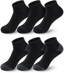 MONFOOT Men's/Women's 6 Pairs Daily Cushion Comfort Fit Performance Quarter Ankle Socks, Black Large Multipack
