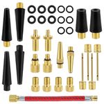 33pcs Bicycle Valve Adapter Set, Brass Bike Valve Adapter Bike Tire Inflator Converter Kit for Bikes Sports Balls Balloons Inflatable Pump Device for Presta Schrader