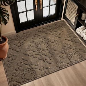 COSY HOMEER 80x120 cm Nonslip Indoor Doormat, Absorbent Dirt Trapper Floor Mat for Front Back Door Entrance, Low Profile Door Entrance Welcome Rug, Brown