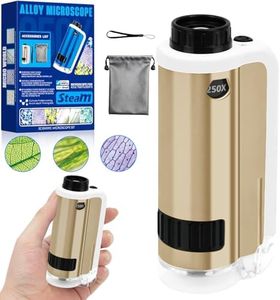 Pocket Microscope for Kids,SETFLAGS Kids Microscope Stem Toys,100x-250x Zoom Portable Mini Microscope for Kids,STEM & Science Handheld Alloy Miniscope, Science Kits for Kids,Gifts for 6 7 8 9 & 10