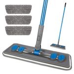 Microfibre Floor Mop for Cleaning Floors - FORSPEEDER Flat Floor Mop for Laminate Wooden Hard Floor Vinyl Tile, Dust Wet Dry Mop for Kitchen Bathroom Wall Cleaning with 3 Washable Chenille Pads