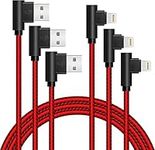 APFEN iPhone Charger Cable Right Angle Lightning Cable 3Pack 10FT/2.8M Nylon Braided iPhone Cable Compatible with iPhone 14 13 12 11 X 8 7 6S iPad AirPods, BlackRed