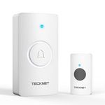 TECKNET Wireless Doorbell, Waterproof Doorbell Battery-Operated Cordless Door Chime Kit with up to 400 M Wireless Range, 5-Level Volume & 60 Chimes with 4.5 Year Battery Life