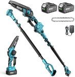 SEESII 2-in-1 Electric Pole Saws: Brushless Mini Chainsaw Cordless 6 Inch, 2 x 4000mAh Batteries, Pole Saw for Tree Trimming,Hand held Small Chain Saw with Extension Pole for Tree Limb Branch Cutter