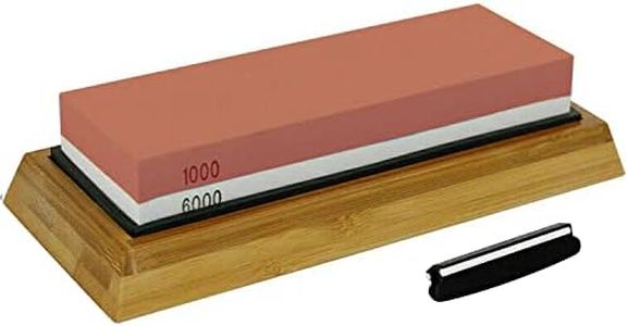 Yotsuba Knife Sharpening Stone Kit, 2 Side Grit 1000/6000 Premium Whetstone Waterstone Knife Sharpener with Non-Slip Bamboo Base & Angle Guide