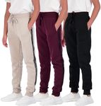 3 Pack: Boys Girls Youth Teen Active Athletic Basic Soft Kids Sports Fleece Jogger Soccer Track Gym Running Slim Pajama Sweatpants Casual Athletic Pantalones Winter Pockets-Set 9,S(8)