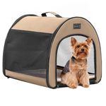 Petsfit Soft Sided Dog Crate, Arch Design, Escape Proof & Chewproof, Padded Dog Crate Outdoor/Indoor Use, Mesh Collapsible Dog Crate 48cm Lx41cm Wx41cm H, Khaki