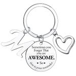 Sometimes You Forget You're Awesome Letter A-Z Keyring Encouragement Initial Alphabet Keychain Inspirational Keychain Gifts (Letter M Keychain)