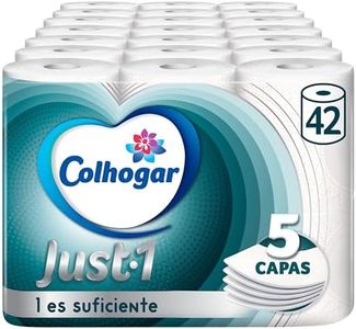 Colhogar Just 1 x42 - Papel Higiénico Extra Absorbente - Paquete con 6 Rollos - Papel de Baño de 5 Capas - Ultra Suave para Máximo Confort - Blanco (7x6)