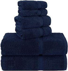 Chakir Turkish Linens 100% Cotton Premium Turkish Towels for Bathroom | 2 Bath Towels - 2 Hand Towels, 2 Washcloths (6-Piece Towel Set, Navy)