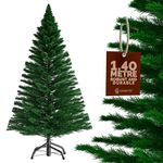 CASARIA® Green Artificial Realistic Christmas Tree With Luxury Noble Fir Leaves | 4.7ft Xmas Tree With Stand | Realistic Look | Fire Resistant | Quick & Easy Assembly | 140cm / 4.7ft