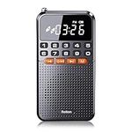 GOLDFOX Portable Radio AM/FM Mini Radio,Multifunctional Pocket Radio Digital Tuning Stereo Radio,USB Rechargeable Personal Radio with LED Screen Equipped with Bluetooth Speaker&Tuning Light(Black)