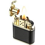 VVAY Petrol Lighter, Vintage Trench Leather Lighter for Man (Sold without Petrol)