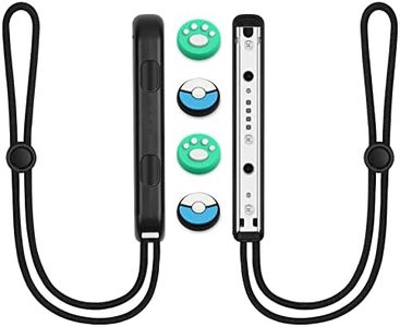 Vicloon 1 Paires Dragonnes pour Switch Joycon, Contrôleur de Poignet, avec 4 Capuchons de Poignée de Pouce, Dragonne de Poignet de Contrôleur Élastique Réglable (Noir)