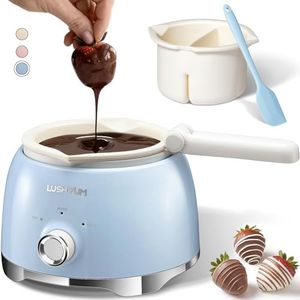 LUSHYUM Chocolate Melting Pot Candy Melts Melter with 2 Insert Pots and Spatula, 4 Cups Capacity Warmer Machine, Ideal Dipping Tool Kitchen Supplies for Making Cake Pop Covered Strawberries Fondue
