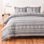 YFISAN Boho Grey Duvet Cover Set Fu