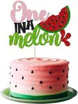 Gyufise 1Pc Watermelon Cake Topper Glitter One in a Melon Cake Pick Watermelon First Birthday Cake Decorations for Summer Fruit Baby Shower Boys Girls 1st Birthday Decorations Pink