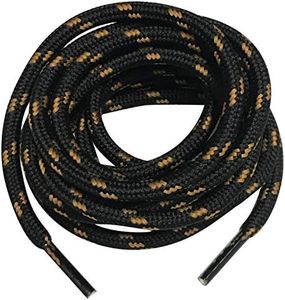 B&Q 3 Pairs Heavy Duty Round Boot Laces Shoelaces for Hiking Walking Construction Safety Work Boots Shoes, Black Yellow Brown Spot, 63" (160cm)