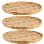 JOIKIT 3 Pack 10 Inch Bamboo Round Platter, Fine Polished Round Wood Plates Bamboo Serving Tray for Holding Fruit, Bread, Cheese, Nut, Coffee, Tea, Plant Saucer