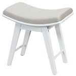 RELAX4LIFE Dressing Table Stool, Curved Vanity Chair Makeup Seat with Anti-slip Pads, Wooden Padded Piano Chair for Bedroom Living Room Entryway (White)