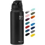 Fanhaw 20 Oz Insulated Stainless Steel Water Bottle with 1 Lid (Chug Lid) - For Kids, Women, Men | Leak & Sweat Proof with Anti-Dust Lid (Black)