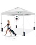 Acepic 10x10 Pop Up Canopy Tent with 300D Silver-Coating Top,Easy Setup Canopy Tent Instant Portable Shelter with 1-Button Push and Wheel Carry Bag, 8 Stakes and 4 Canopy Weights (White, 10 * 10 S)