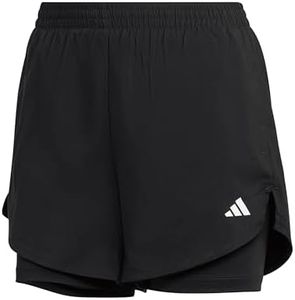 adidas Women's Made for Training Two-in-One Shorts, Black/White, Small