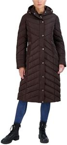 Madden Girl Women’s Winter Jacket – Long Length Quilted Maxi Puffer Parka Coat (S-3X), Chocolate