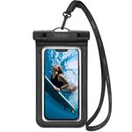 Spigen Waterproof Phone Pouch [IPX8 Certified] Universal Mobile Pouch for iPhone 17/16/15 Series, Samsung Galaxy, Pixel Series and More (Aqua Shield A601, 1 Pack) - Black