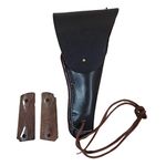 warreplica US WW2 M1916 Colt 1911 .45 Holster Dark Brown Leather w/ M1911 Hand Grips - Reproduction