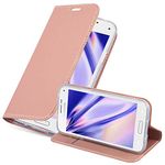 cadorabo Book Case works with Samsung Galaxy S5 MINI / S5 MINI DUOS in CLASSY ROSÉ GOLD - with Magnetic Closure, Stand Function and Card Slot - Wallet Etui Cover Pouch PU Leather Flip