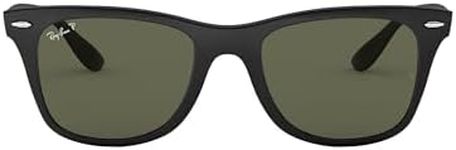 Ray-Ban RB4195 Wayfarer Liteforce Square Sunglasses, Matte Black/Polarized Green, 52 mm