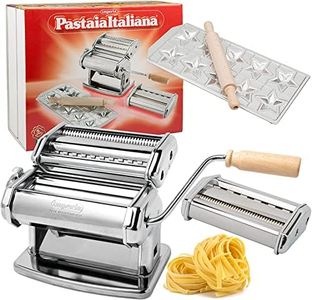 Imperia Pasta Maker Machine by - Deluxe Set w 2 Attachments, Star Ravioli Mold and Rolling Pin