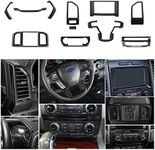 JeCar 11PCS Interior Decoration Trim Kit for Ford F150 2015-2020, Steering Wheel & Center Console Trim, Dashboard & Rear Air Conditioner Vent Cover (Carbon Fiber Grain)