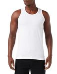 Men's Pack of 6 Vests White Plain Assorted Tank Top Vest Cotton Undershirt (UK-Large)