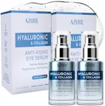 AZURE Hyaluronic & Collagen Anti Aging Eye Serum - Moisturizing, Replenishing & De-Puffing | Reduces Wrinkles, Fine Lines & Under Eye Bags | Locks In Moisture Hydrating Skin | - Pack of 2